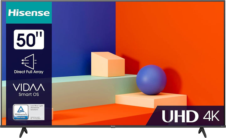 Hisense 50E6KT 127Cm (50 Zoll) Fernseher, 4K UHD, LED, Smart TV, HDR, Dolby Vision, Triple Tuner DVB-C/S/S2/T/T2, Wifi, Bluetooth, Alexa Built-In, Hotel Mode [2023], Schwarz