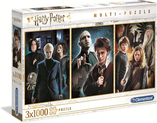 Clementoni 61884 Harry Potter - Puzzle 3 X 1000 piese de la 9 ani, Puzzle colorat pentru adulți cu culori îndrăznețe, Joc de îndemânare pentru întreaga familie, Idee excelentă de cadou