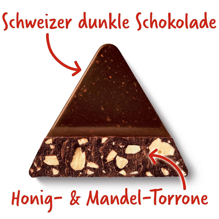 Toblerone Dunkel 20 X 100G, Dunkle Schweizer Schokolade Mit Honig- Und Mandelnougat