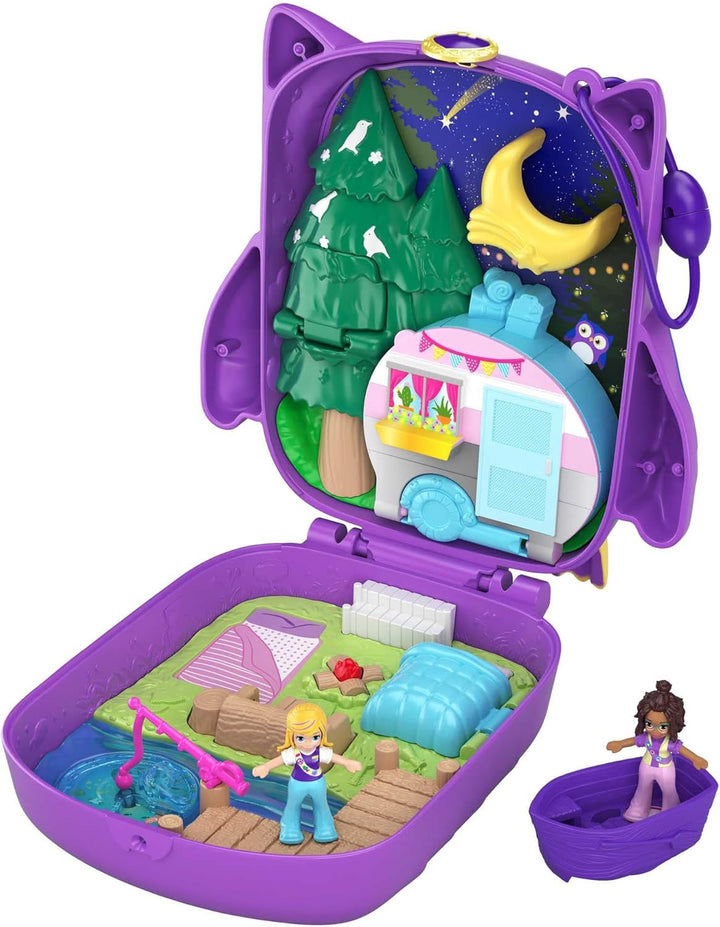 Polly Pocket GTN15 - Cutie de cafea cu arici în design de cafenea și animal de companie, păpușă și prieten mic Polly, 2 figuri de animale, efecte surpriză, cadou de jucărie minunat pentru copii cu vârsta peste 4 ani