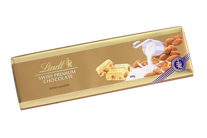 Lindt Schokolade Weiße Mandel | 300 G Tafel | Weiße Schokolade Mit Ganzen Gerösteten Mandeln Und Mandel-Krokant | Schokoladentafel | Schokoladengeschenk