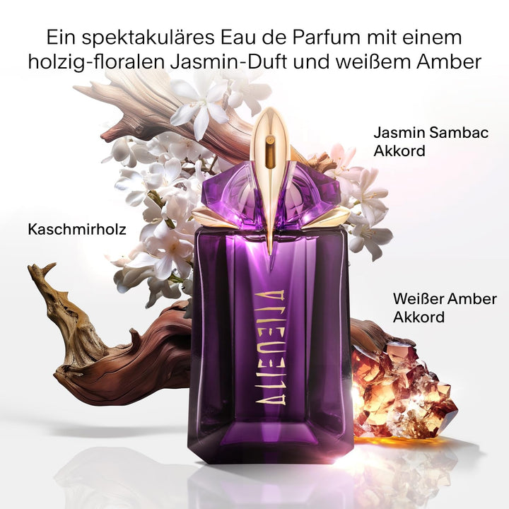MUGLER Alien Eau De Parfum, Parfum de damă, Chihlimbar, Lemnos și Floral, Parfum excepțional, Reîncărcabil, 30 ml + MUGLER Alien Deodorant Spray parfumat, 100 ml