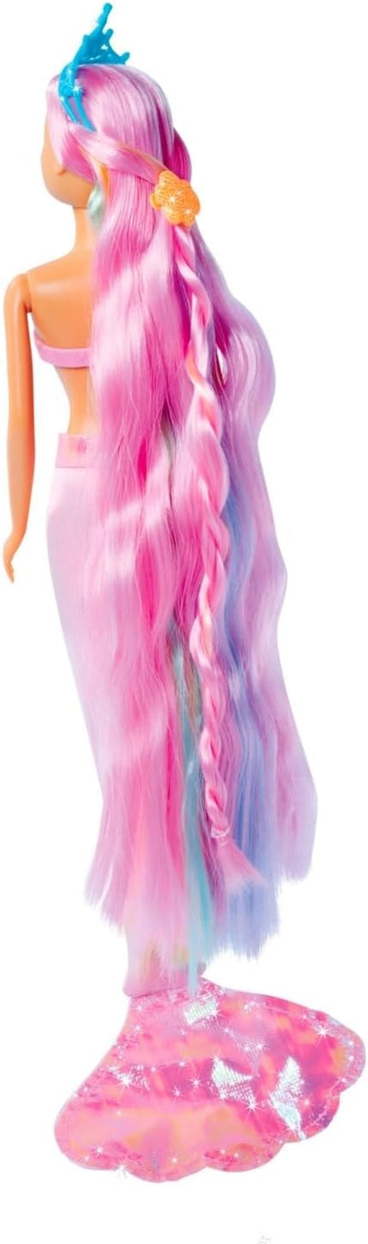 Simba 105733610 - Steffi Love Rainbow Mermaid, păpușă de îmbrăcat ca o sirenă curcubeu cu păr colorat, agrafe de păr, pieptene și aripioară detașabilă, păpușă de joacă 29cm, vârsta 3+