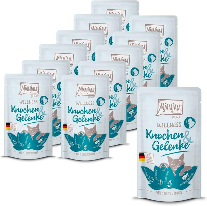 Mjamjam - Hrană umedă premium pentru pisici - Wellness Wellbeing Pack Pui, 12Pack (12 X 125G), fără cereale cu extra carne