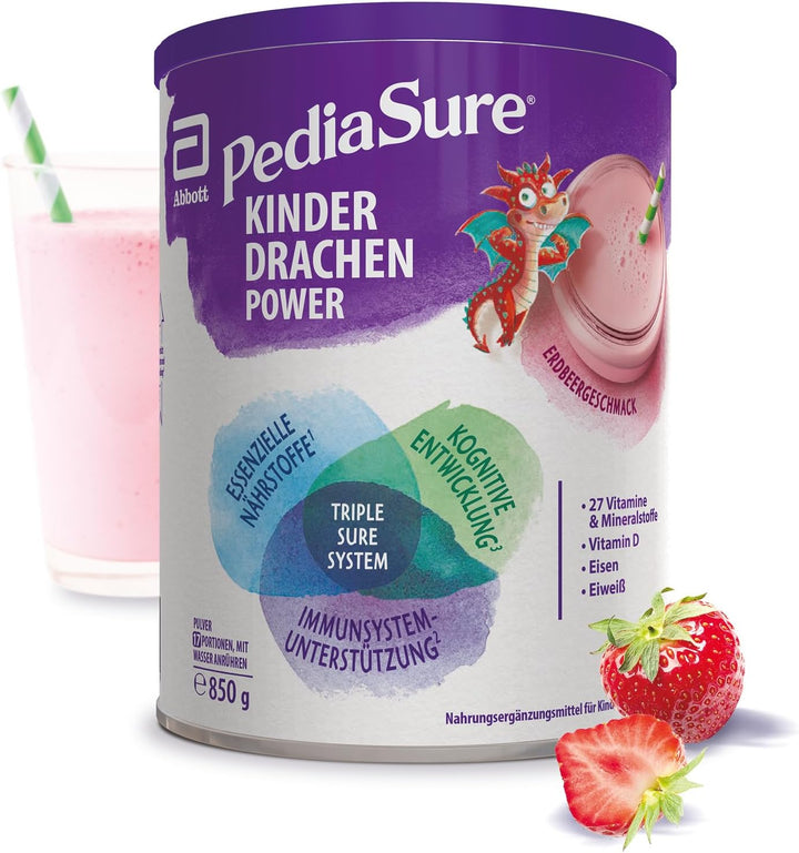 Pediasure Kinder Drachen Power Vanille 850G| Leckerer Nahrungsergänzungsshake Für Kinder Ab 1 Jahr|Mit 27 Vitaminen & Mineralien, Protein Und Triplesure Komplex|Verpackung Kann Variieren