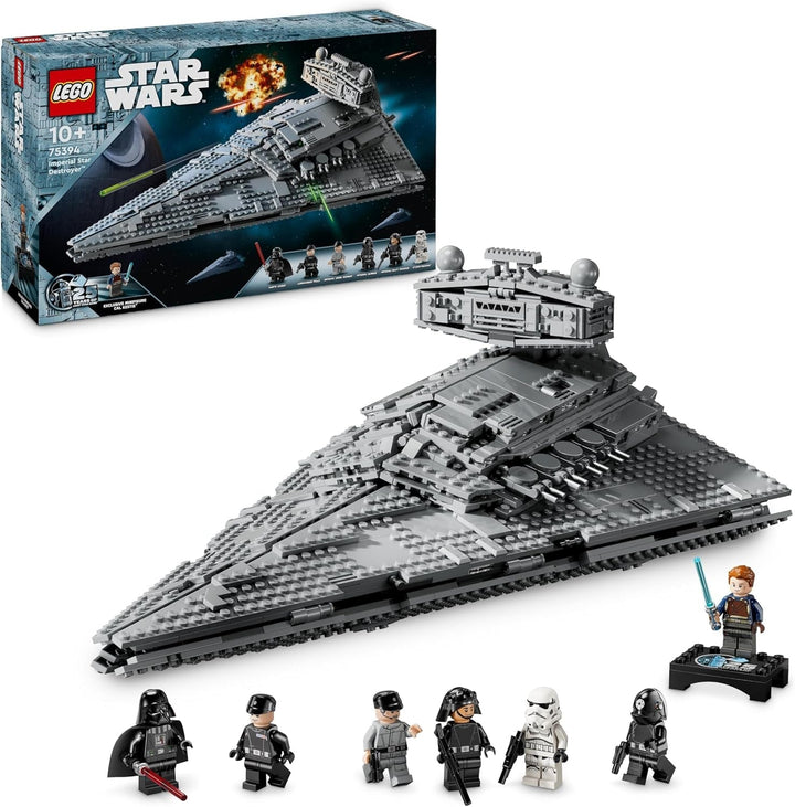 LEGO Star Wars Imperial Star Destroyer, Set navă stelară, Jucărie de construcție, Playset cu Darth Vader și Cal Kestis, Cadou de ziua de naștere pentru băieți, fete și fani 75394