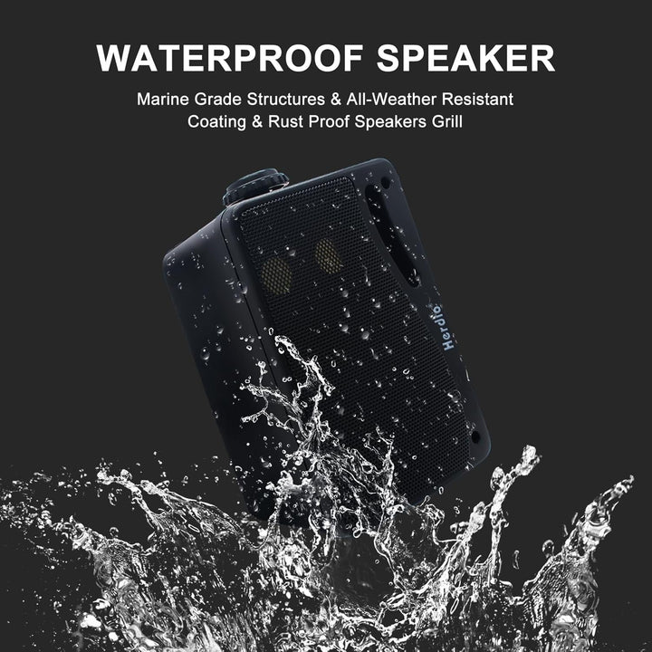 Herdio 3,5 Zoll Bluetooth Outdoor Lautsprecher Marine Lautsprecher 3 Wege 200W Wasserdicht Weatherproof Für Outdoor Indoor Patio Garten Deck Camper Boot Terrasse Restaurant (1 Paar, Schwarz)