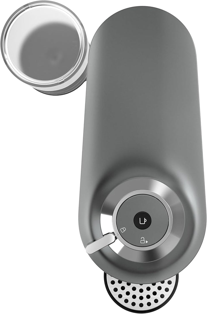 Espressor cu capsule Nespresso Krups Vertuo Pop plus, capacitate rezervor de apă de 1,1 l, design ultracompact cu o înălțime de doar 26,5 cm, sistem cu o singură atingere, 4 dimensiuni de cești, titan, XN930T