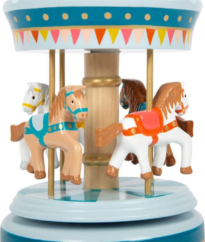 Cutie muzicală cu picior mic cal carusel circ din lemn, decor pentru grădiniță, cu muzică frumoasă de leagăn, 12321 Jucarii Bebe Naty Shop