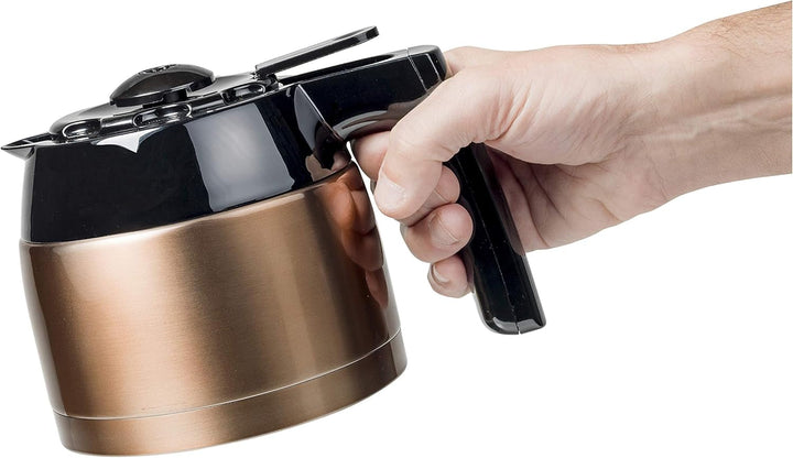 Bestron Espressor cu filtru pentru 8 cești de cafea, Espressor cu termos de 1 litru, Include filtru permanent și oprire automată, 900 W, Culoare: Cupru