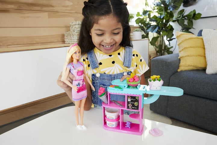 Barbie You Can Be Anything series, Florar, păpușă cu păr blond, lut de modelare pentru flori, accesorii, cadou pentru copii, jucărie de la 3 ani,Gtn58