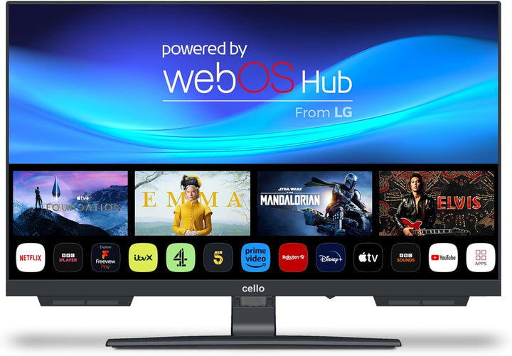 Cello C2224WSH 22" Zoll Full HD SMART Rahmenloser TV Triple Tuner (DVB-C/-S2/-T2) Bluetooth Webos by LG Pitch Perfect Lautsprecher Disney+ Netflix Kleine Räume [2024]