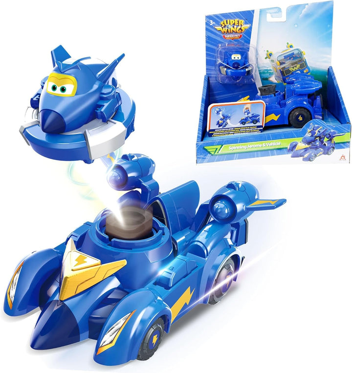 Super Wings EU770351 - Super Robot Suit Jett, aprox. 18 cm înălțime figurină de joacă transformabilă, costum de robot 2 în 1 și super mașină, pentru copii de la 3 ani în sus, Roșu