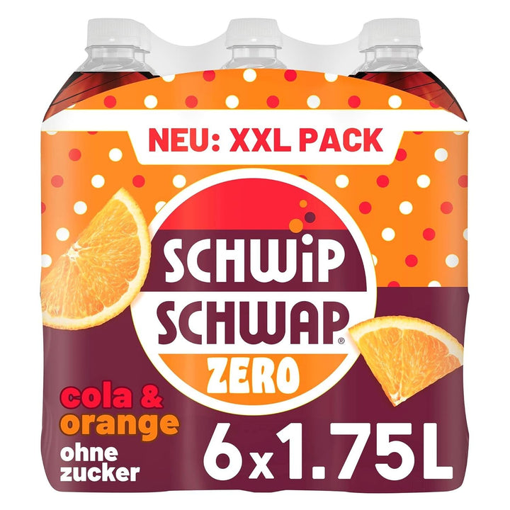 SCHWIPSCHWAP ZERO - XXL PACK - Băutură răcoritoare de cola cofeinizată cu portocale, set 6 x 1,75 litri