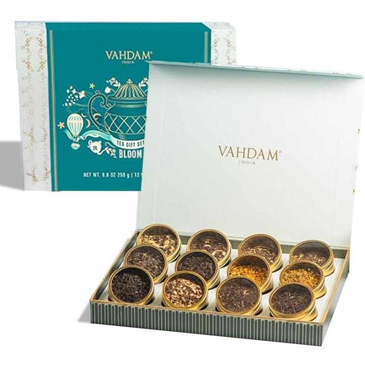 VAHDAM, set de degustare cu sortimente de ceai (20 de arome, 40 bucăți) Ceai negru, ceai verde, ceai din plante, ceaiuri chai și multe altele | Pliculețe de ceai piramidale cu frunze lungi | Cadouri pentru femei și bărbați