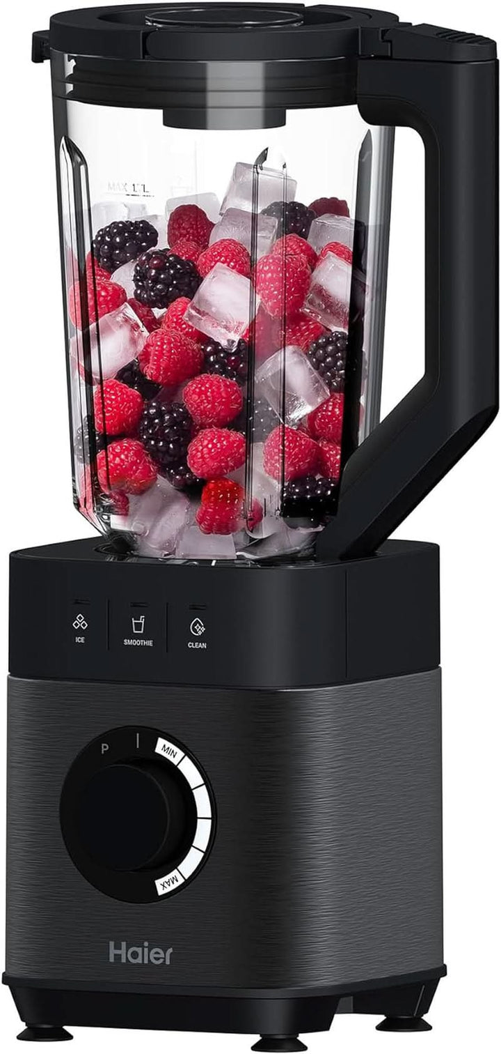 Haier Mixer Mit Ice-Crush-Funktion & Smoothie Maker, 1200W I Standmixer Mit 1,7L Glasbehälter & 0,6L To-Go-Flasche I Selbstreinigungsfunktion, Spülmaschinenfest & 5 Geschwindigkeiten [Serie 5-HBL5B2]