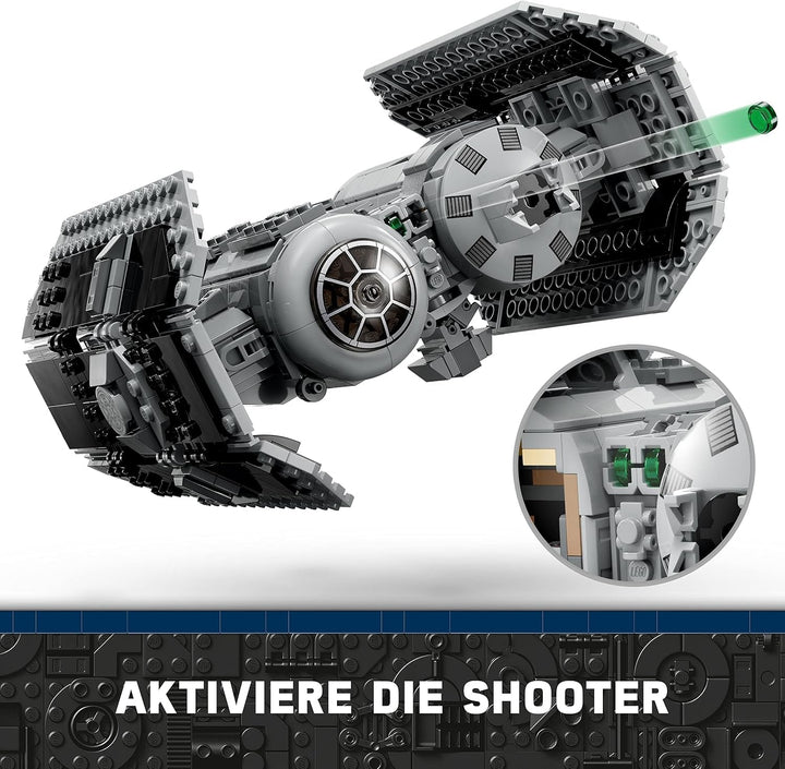 LEGO Star Wars TIE Bomber Model Kit cu Darth Vader Minifigure cu Lightsaber și Gonk Droid, jucărie construibilă cu Starfighter ca un cadou 75347