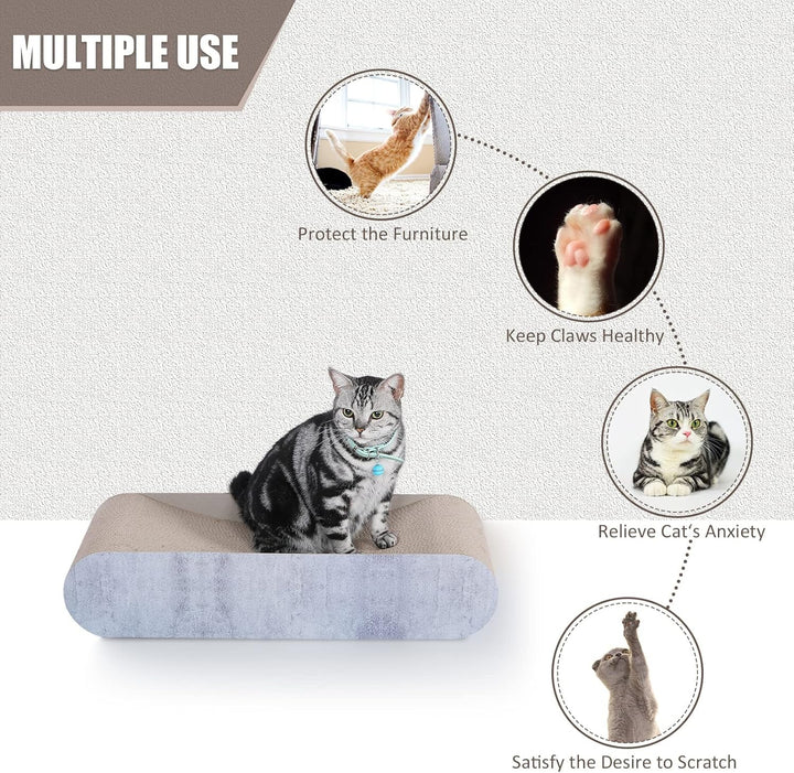 Zgâriată pentru pisici Fluffydream, carton, pat de relaxare, design în formă de os, reciclabilă, carton ondulat, stabilă și durabilă, protector pentru mobilă, reversibilă, gri