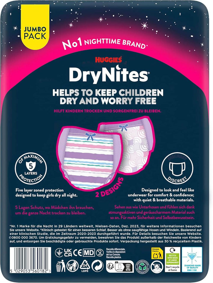 Huggies Drynites Scutece de noapte foarte absorbante, pentru fete 8-13 ani (30-48 kg), 52 buc (4 x 13)