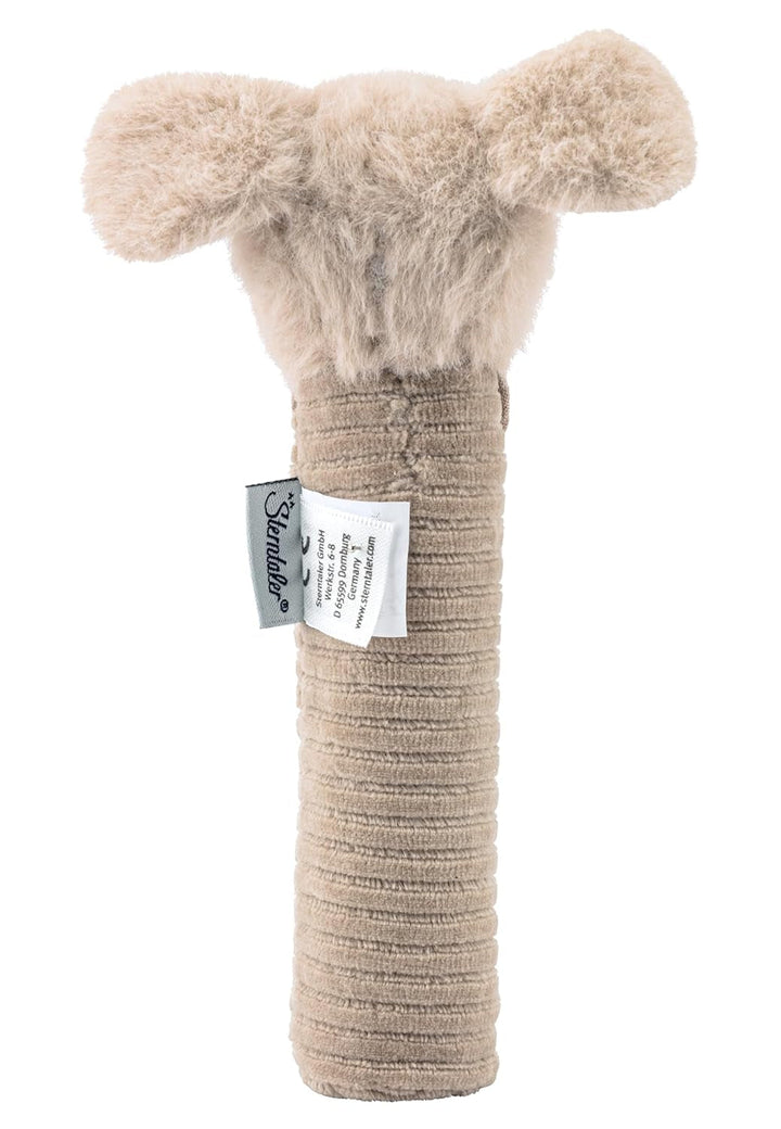 Sterntaler Baby squeaker câine Lucky - Jucărie pentru copii din material moale pufos cu cordon - Jucărie de prindere pentru copii - Primele încercări de prindere și joc, gri-bej Jucarii Bebe Naty Shop