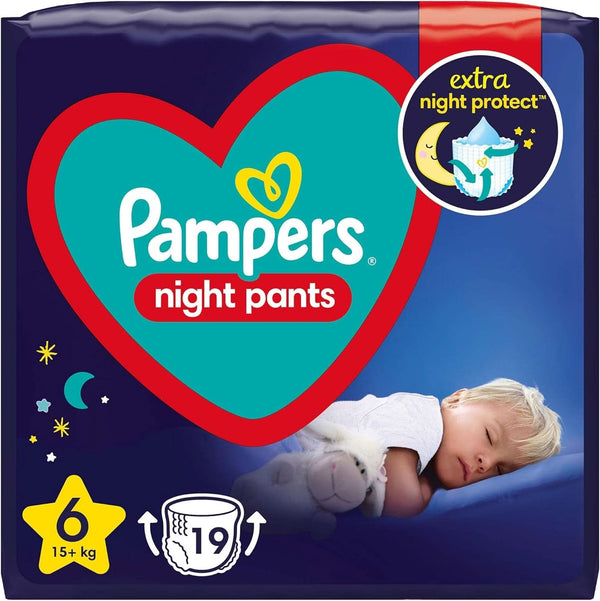 Pampers Night Pants mărimea 6 (15+ kg), 19 scutece, scutecele de noapte oferă protecție toată noaptea