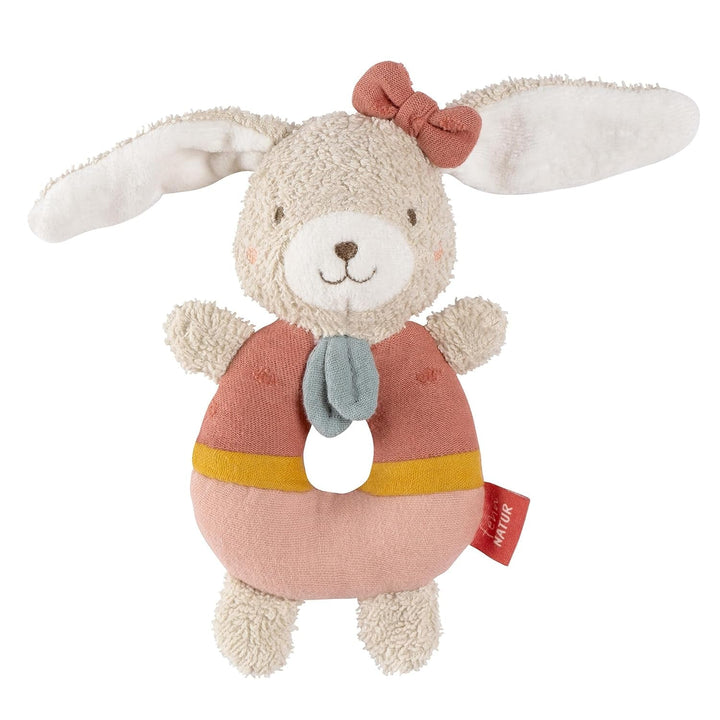 Fehn baby ring grasping toy lama - jucărie de pluș pentru bebeluși cu zornăitor - jucărie pentru abilități motorii pentru învățare jucăușă - jucărie de pluș ca ajutor pentru somn - jucărie pentru bebeluși și copii mici de la 0+ luni Jucarii Bebe Naty Shop Natura iepurelui