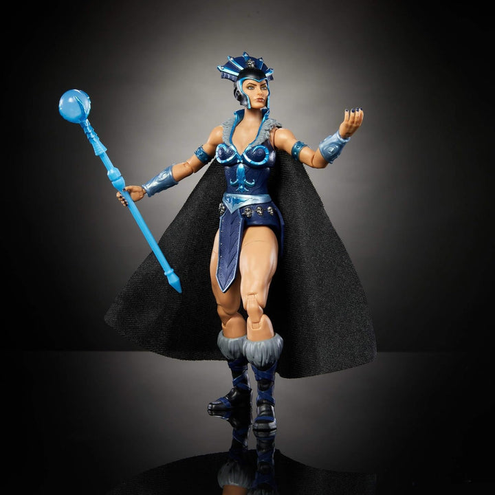 Masters of the Universe Masterverse Action Figure Aprox. 18 Cm înălțime, New Eternia Evil-Lyn, MOTU Toy Villainess, Sorceress, 30 puncte de mișcare, baghetă cu glob de cristal, JBP77