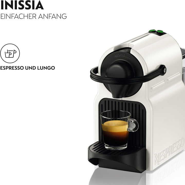 Espressor cu capsule Nespresso Krups Inissia XN1001, Timp scurt de încălzire, Dimensiuni compacte, Cantitate de cafea reglabilă, Buton de selecție directă, Ejectare automată a capsulelor, 0,7 L, 34,2 x 19,1 x 32,7 cm, Alb