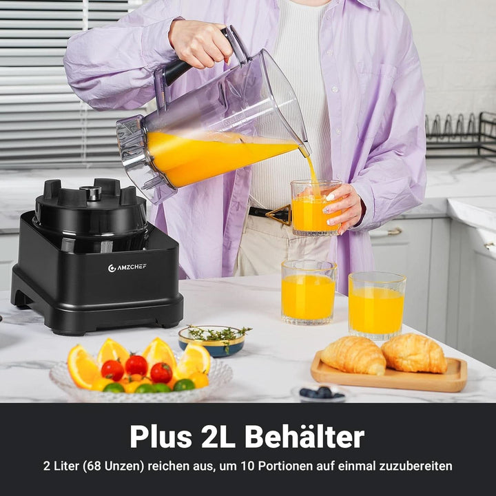 Blender AMZCHEF, 8 meniuri inteligente și 10 viteze, ecran tactil LCD