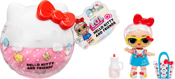 L.O.L. Surpriză! Loves Hello Kitty and Friends - 1 păpușă cu 7 surprize, Selecție aleatorie, 8 tots de colecționat, Cadou pentru copii cu vârsta peste 4 ani, Roz