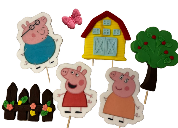 Set 7 decorazioni commestibili da Sugar Paste, Peppa Pig