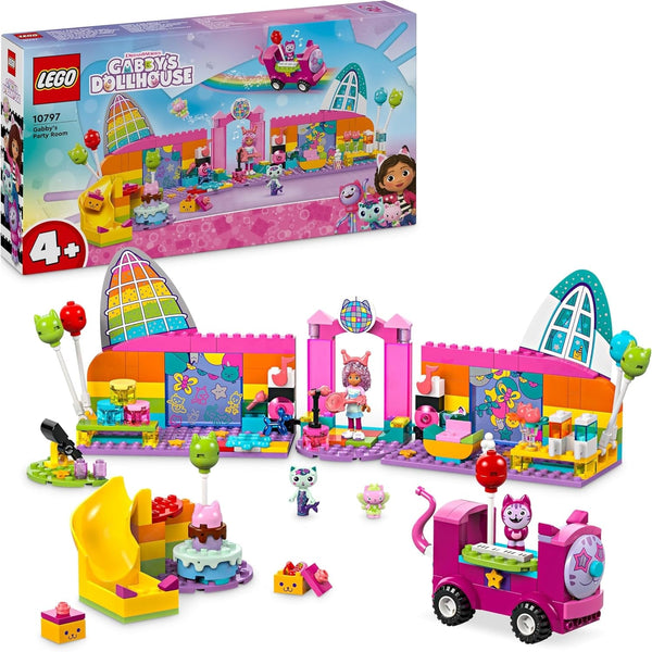 LEGO 4+ Gabby's Dollhouse Gabby's Party Room, Disco Playset cu tobogan și figurine de animale pentru jocuri de rol creative, cadou pentru fete și băieți de la 4 ani 10797
