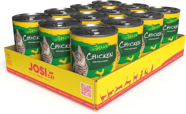 Josicat Pui în jeleu (12 X 400 G) | Adult | Hrană umedă premium pentru pisici adulte | Pui în jeleu | Vitamina D3 & E | Fără cereale | Powered by JOSERA | Hrană umedă pentru pisici | 12-Pack