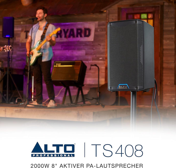 Alto Professional TS408 - 2000W 8 inch Active Pa Speaker cu 3 canale Mixer, Bluetooth Streaming, Wireless Speaker Pairing, DSP și Alto App