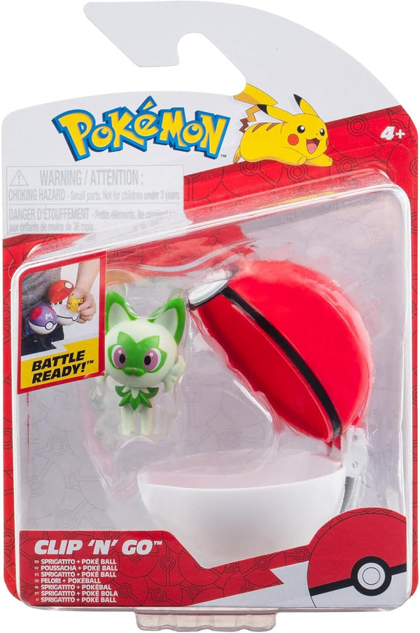 Pokémon PKW3629 - Clip'N'Go Poké Ball - Felori și Poké Ball, Poké Ball oficial cu figură de 5 cm