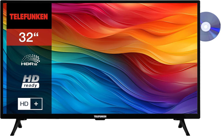 TELEFUNKEN XH24SN550MVD 24 Zoll Fernseher/Smart TV (HD Ready, HDR, Triple-Tuner, 12 Volt, Dvd-Player) - 6 Monate HD+ Inklusive [2023], Schwarz