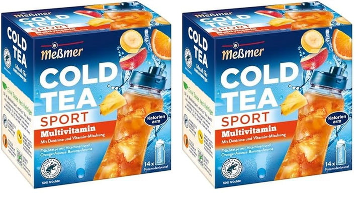 Meßmer Cold Tea Trinkpause Zmeură | Ceai de fructe, aromatizat natural, cu gust de zmeură | Ediție limitată | Pentru infuzie rece | 14 pliculețe piramidale