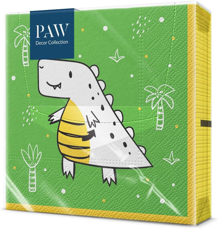 PAW - Șervețele 3 straturi (33 X 33 Cm) I 20 de bucăți I Perfect pentru petreceri, zile de naștere, sărbători I Decorațiuni de masă pentru petreceri pentru copii - Șervețele de hârtie colorate cu motiv - fotbal I minge de fotbal (pachet cu 2)