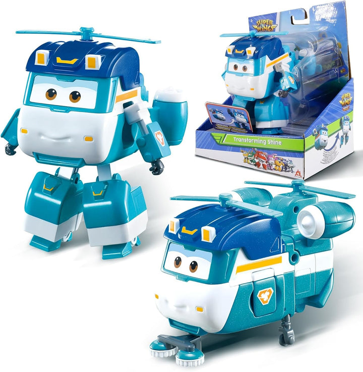 Super Wings 5" Transforming Characters 2-Pack Transforming Supercharged Jett + Tino, jucărie Transformer pentru băieți și fete de peste 3 ani, roșu