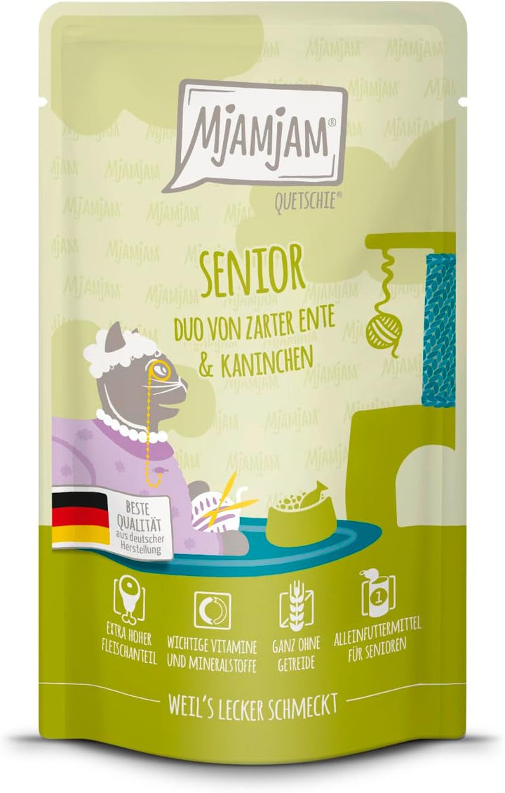 Mjamjam - Hrană umedă premium pentru pisici - Senior - Juicy Chicken, 6Pack (6X800G), fără cereale