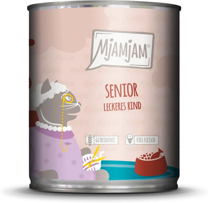 Mjamjam - Hrană umedă premium pentru pisici - Senior - Juicy Chicken, 6Pack (6X800G), fără cereale