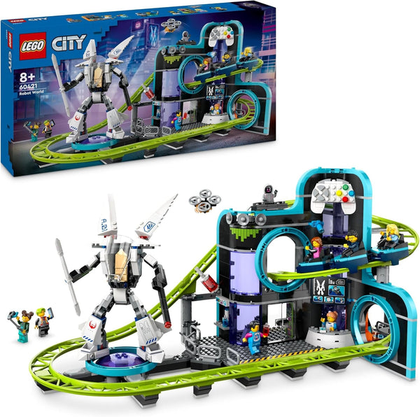 LEGO City Rollercoaster cu Robot Mech, parc de distracții de jucărie, Playset pentru băieți și fete de la 8 ani, cadou pentru copii creativi 60421