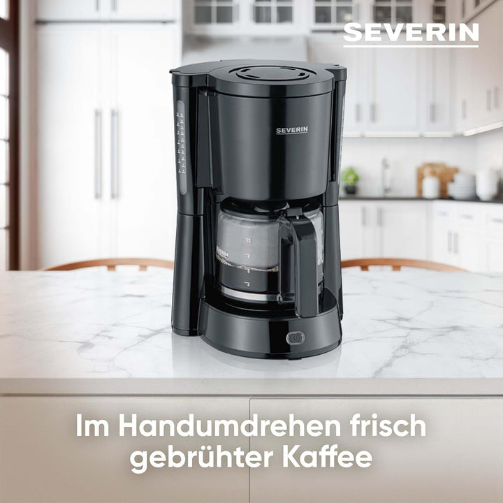 SEVERIN Cafetiera "Tip" cu ulcior de sticlă, cafea aromată, preparată rapid și silențios cu cafetiera pentru până la 10 cești, filtru de cafea, negru, KA 4815