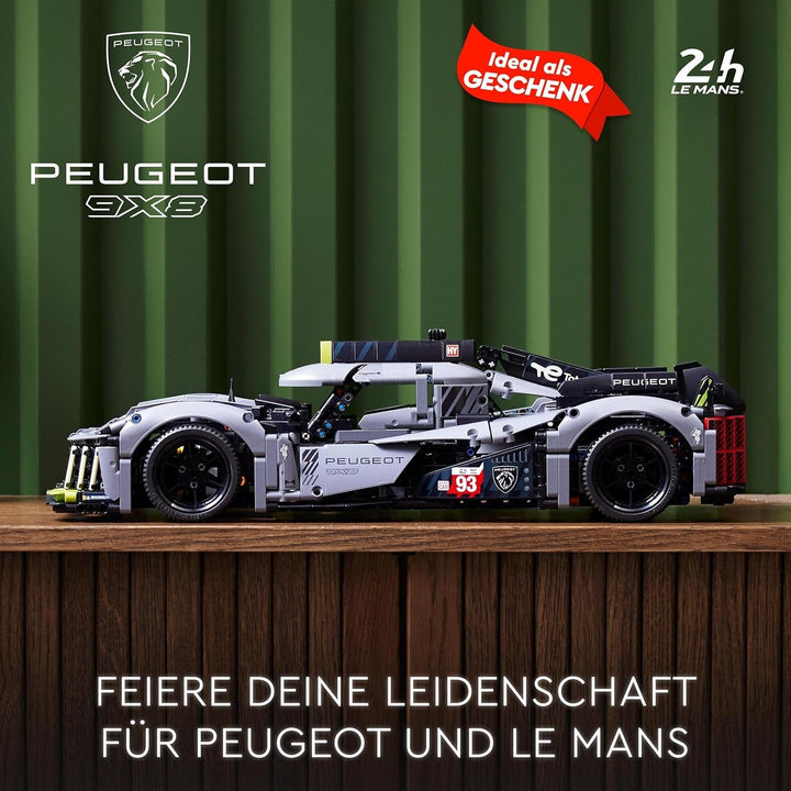 LEGO 42156 Technic Peugeot 9X8 24H Le Mans Hybrid Hypercar, mașină de curse legendară, kit model pentru adulți, scara 1:10, mașină de motorsport de colecție pentru jucători avansați