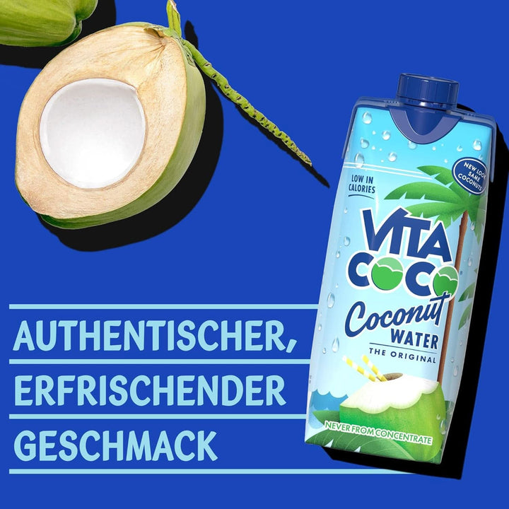 Vita Coco Pure Coconut Water 12 X 330 ml, hidratant natural cu electroliți, fără gluten, plin de vitamina C și potasiu