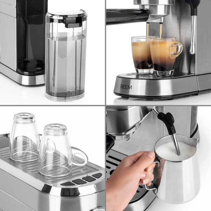 Beem Espresso Ultimate portafilter mașină din oțel inoxidabil în culoarea argint 20 bar, dimensiuni: 31.2Cm X 13.9Cm X 30.4Cm, 02032