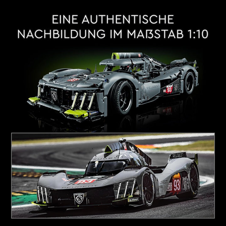LEGO 42156 Technic Peugeot 9X8 24H Le Mans Hybrid Hypercar, mașină de curse legendară, kit model pentru adulți, scara 1:10, mașină de motorsport de colecție pentru jucători avansați