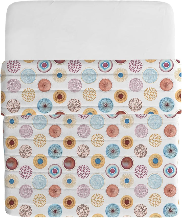 Lenjerie de pat italiană cuvertură de vară de bază, microfibră imprimată, 250X240Cm, cerc Plapumi si pilote Naty Shop