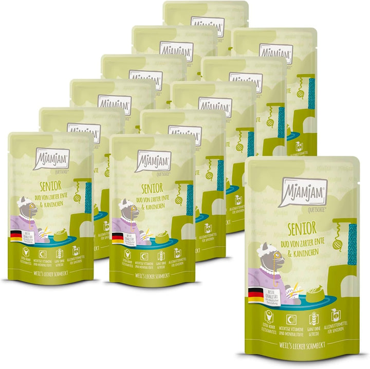 Mjamjam - Hrană umedă premium pentru pisici - Senior - Juicy Chicken, 6Pack (6X800G), fără cereale