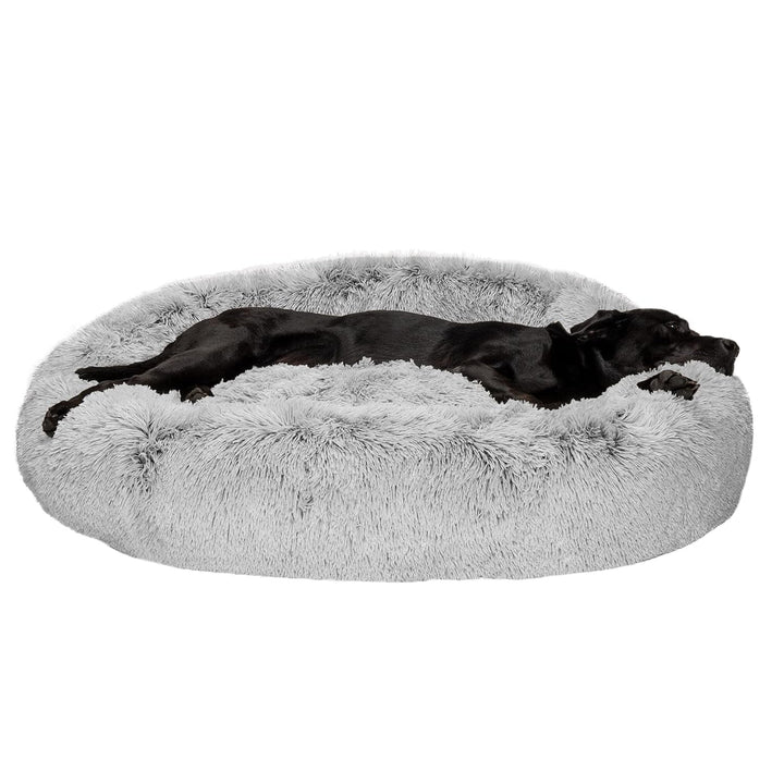 Pat pentru pisici de interior, lavabil, cu role de gât detașabile, pentru animale de companie de până la 4,1 kg – Covoraș de pluș cu imprimeu de diamant – Gri, mărimea S